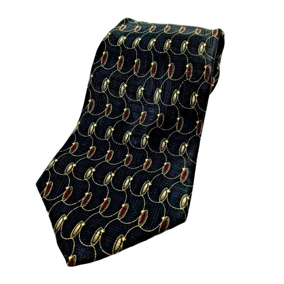 Bill Blass Other - BILL BLASS NEO Black Tie Gold Silk Necktie 4 X 58